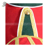 Red Wool Pipe Band Doublet With Green Collar Epaulets And Cuffs Jacket